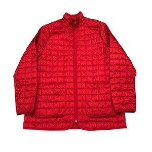 Lands’ end Women’s Candy Apple Red Quilted Prima Loft Jacket Coat Chore Barn S